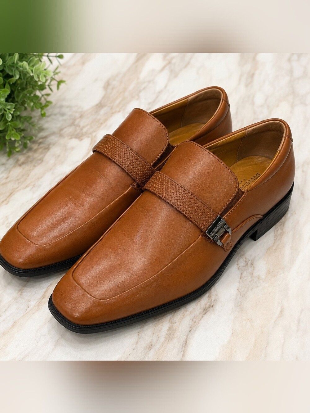 Perry Ellis Men’s Brown Monk Strap Dress Shoes Size 9.5 Slip-On Loafers